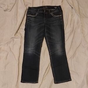 silver jeans 'suki' mid rise capri pants 29 womens 8 cropped fluid stretch denim